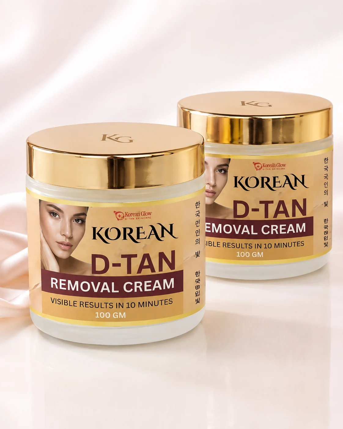 Korean D-TAN Removal Cream — illustrative pack of two gold-lid jars